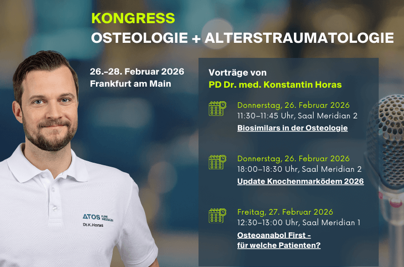 PD Dr. med. Konstantin Horas wird mit drei Vorträgen zu aktuellen und praxisrelevanten Themen beitragen